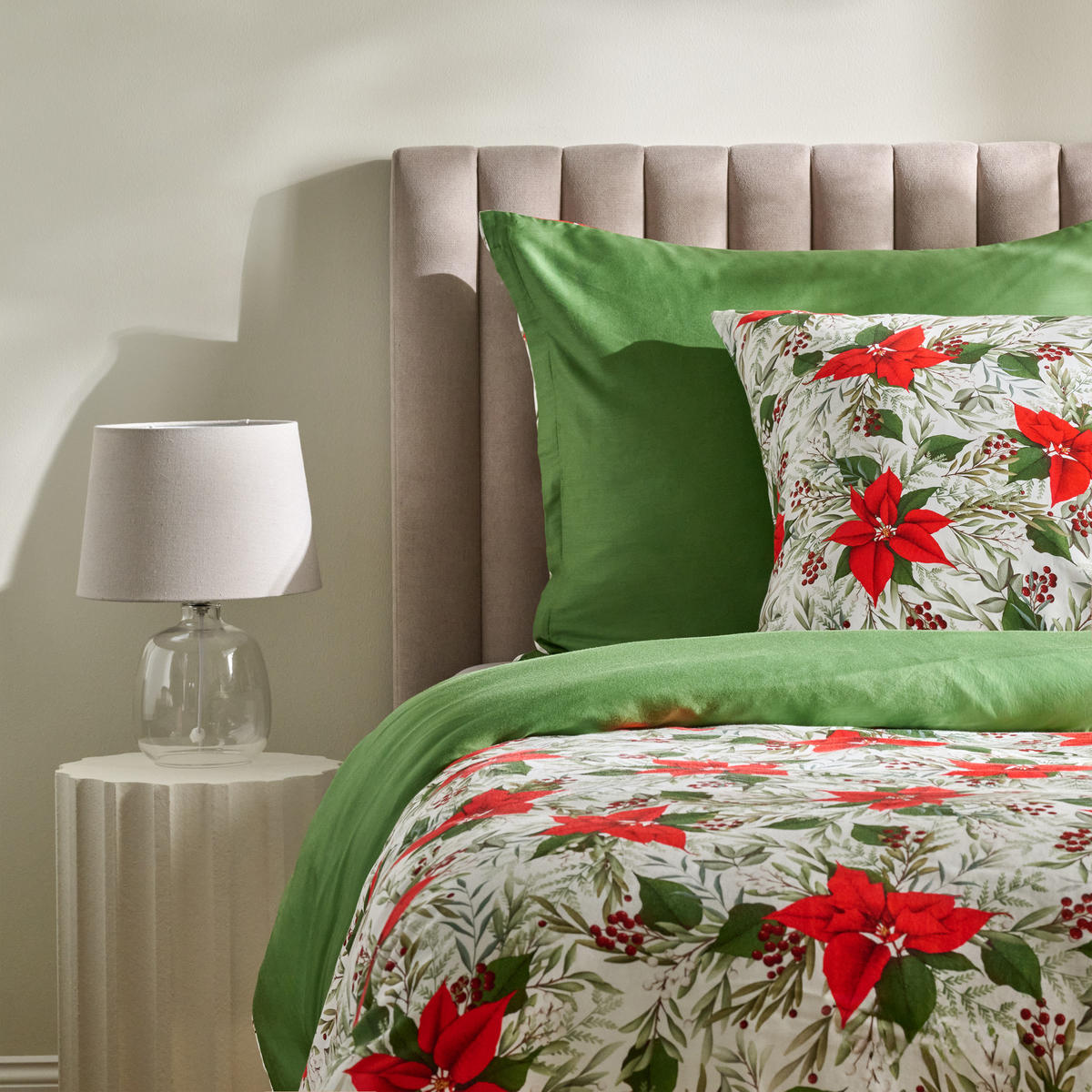BETTWÄSCHE Satin POINSETTA, 160x200 cm, Rot, Winter Weihnachten Bettbezug, Weihnachtsdeko, Christmas, Weihnachtsmotiv - Rot, Textil (160/200cm) - home&you