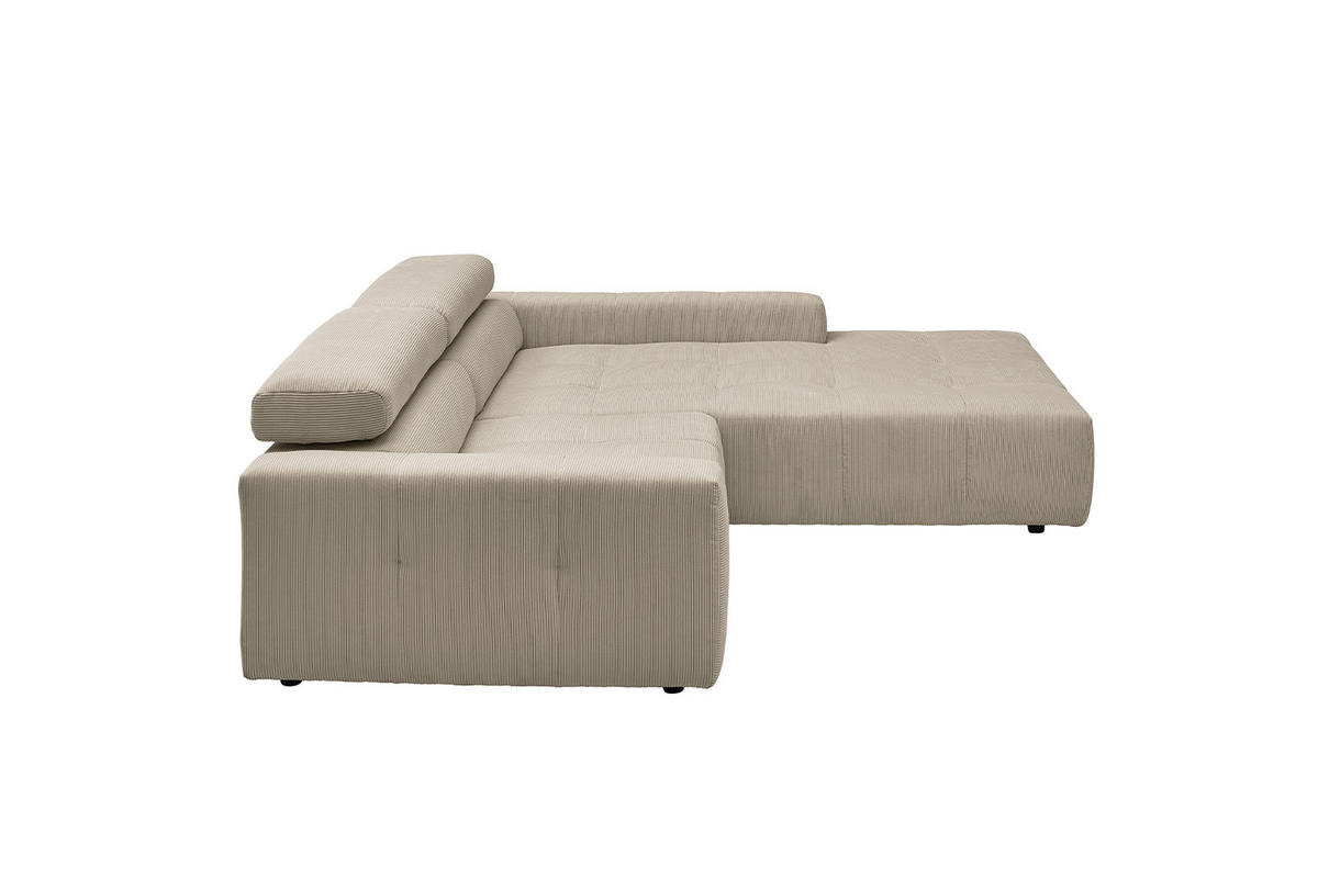 ECKSOFA RENO Beige Cord - Beige/Schwarz, Kunststoff/Textil (258/217cm) - KAWOLA