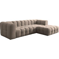 ECKSOFA Mochi L-Form 5-Sitzer Rechts, Samt, Taupe 290/75/193 cm - Taupe/Schwarz, Kunststoff/Textil (290/193cm) - WFL GROUP
