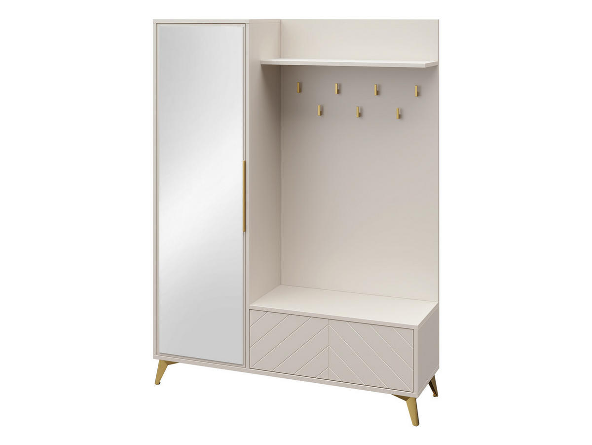 GARDEROBE-SET Xylix 1D1K - Sandfarben/Goldfarben, Holzwerkstoff/Metall (134/180/40cm) - MIRJAN24