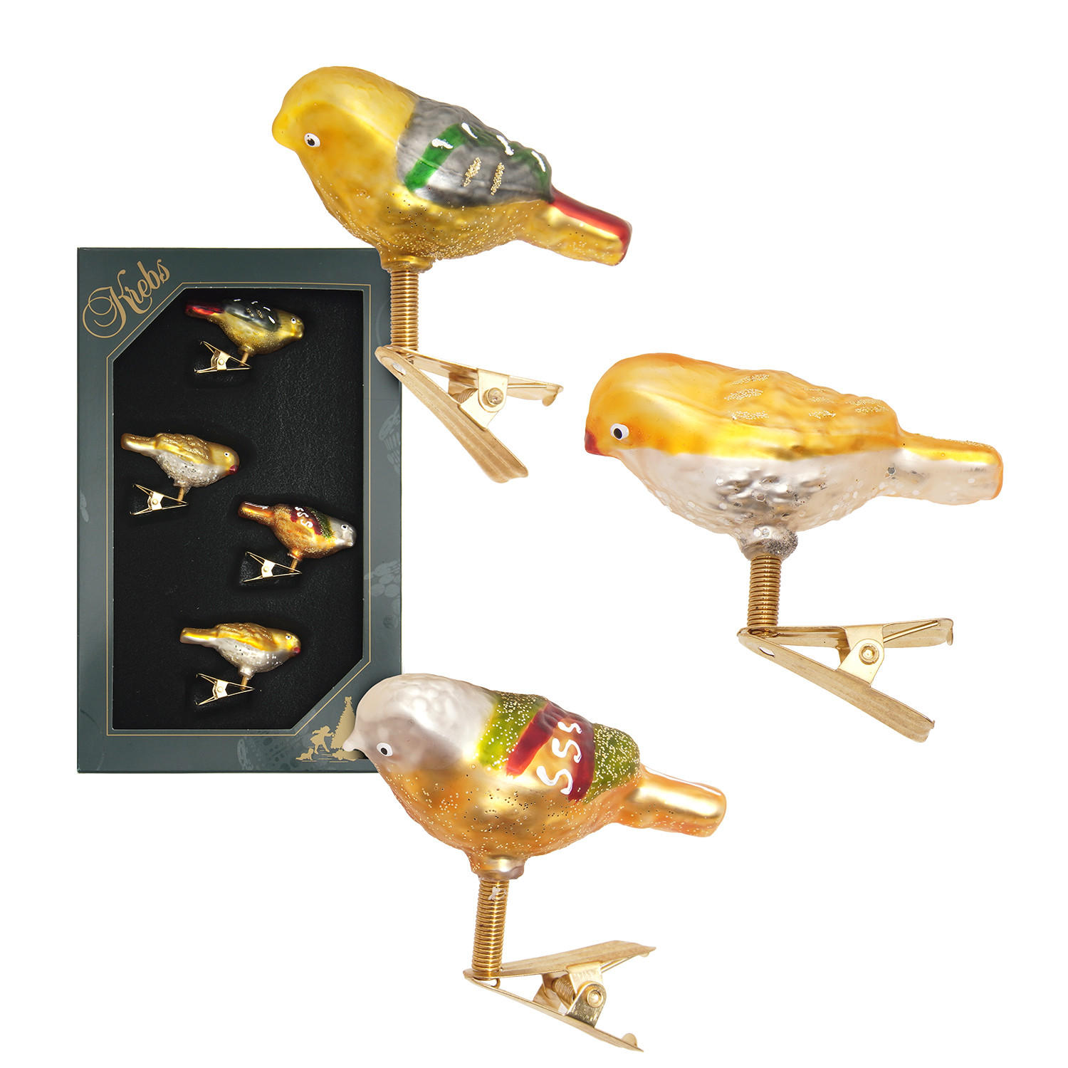 CHRISTBAUMSCHMUCK Mini Vögel Mehrfarbig 6cm (Glas / 4 Stk.) - Multicolor, Glas (2/3/6cm)