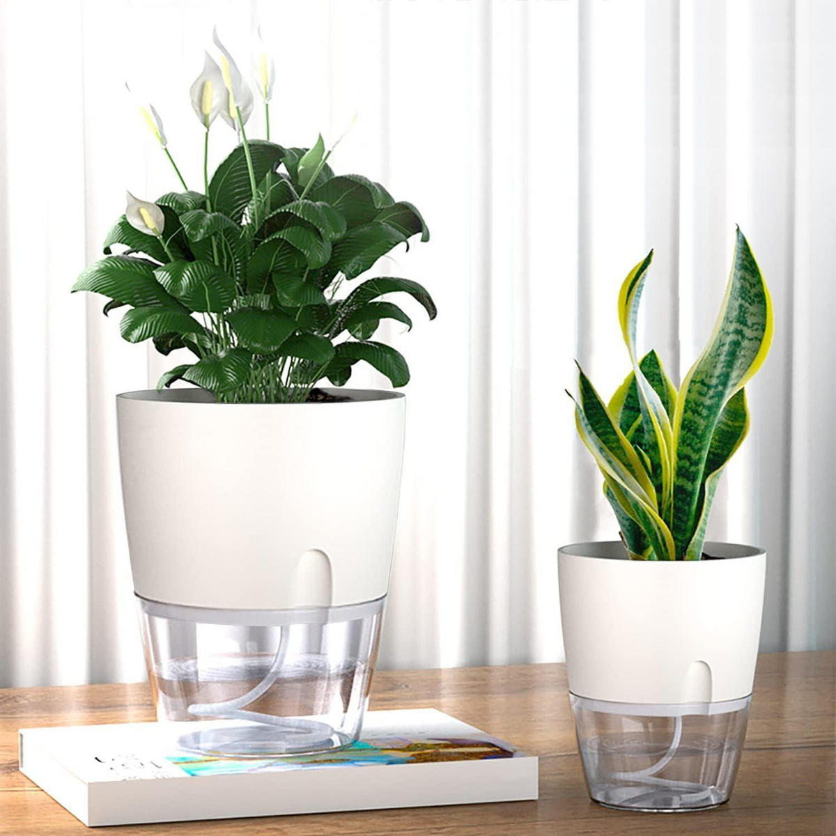 BLUMENTOPF 6er Set mit Bewässerungssystem Weiß - Weiß, Kunststoff (24/25/24cm)