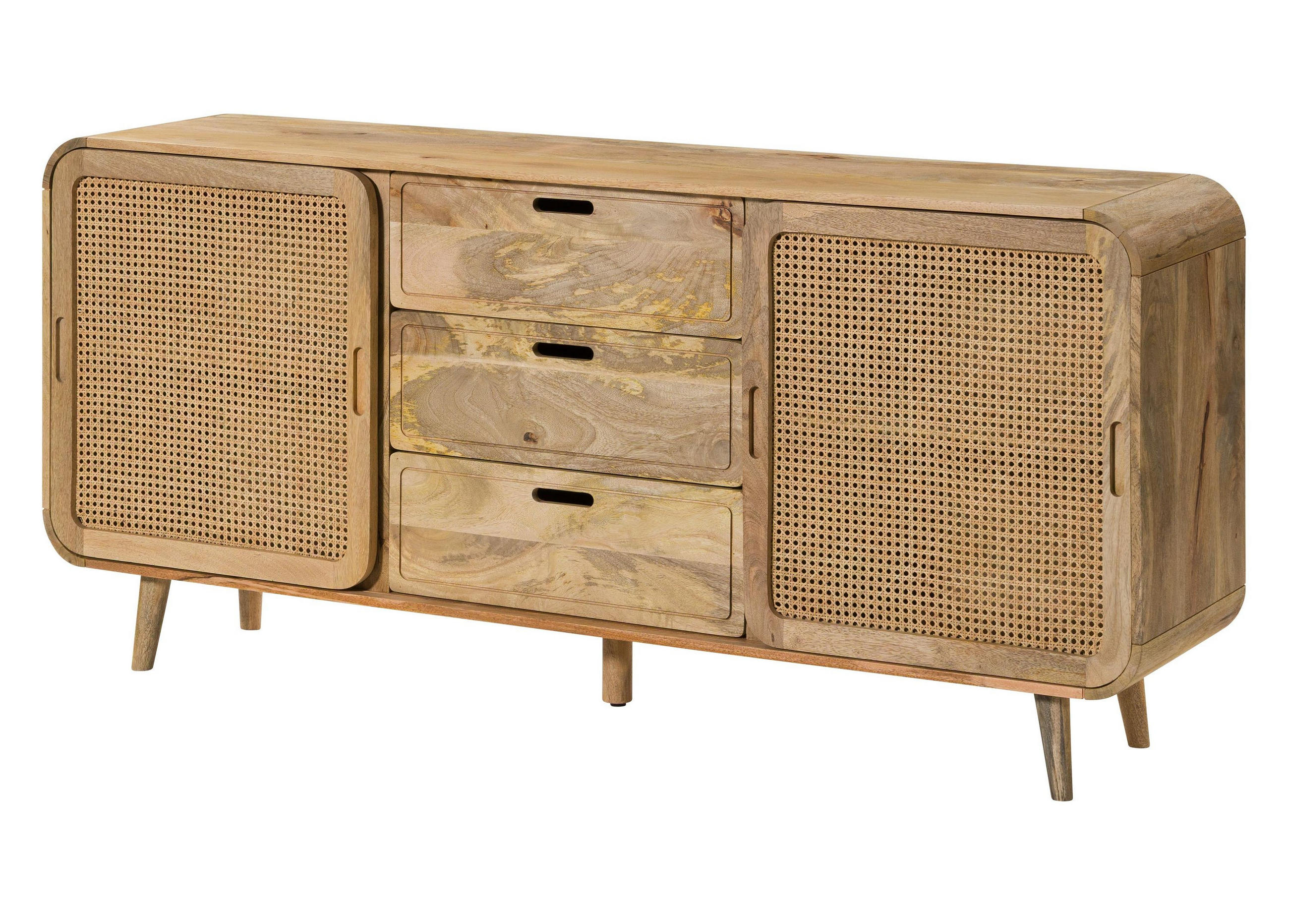 SIDEBOARD Mango 180x40x80 natur lackiert VALENCIA #119 - Braun, Holz (180/80/40cm) - Massivmoebel24