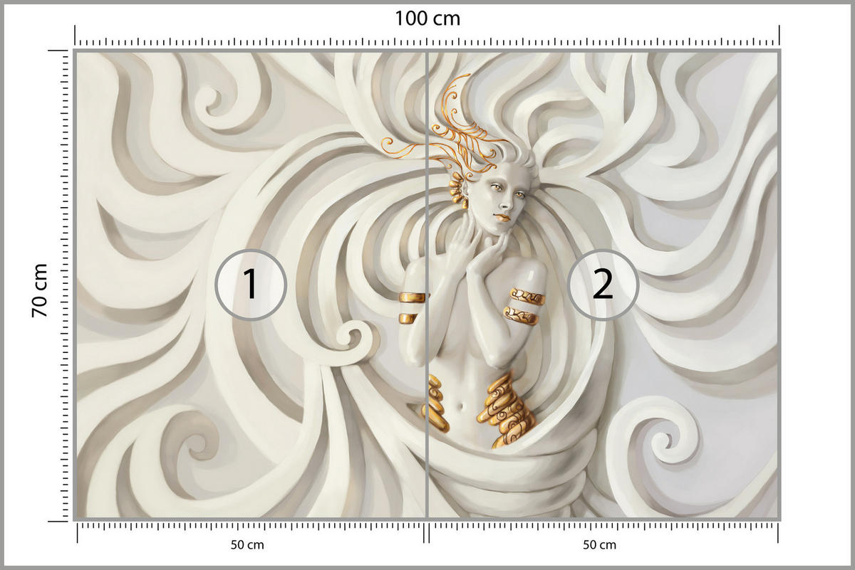 FOTOTAPETE Medusa Abstraktion 3D Effekt 100x70 - Beige, Papier (100/70cm) - Muralo