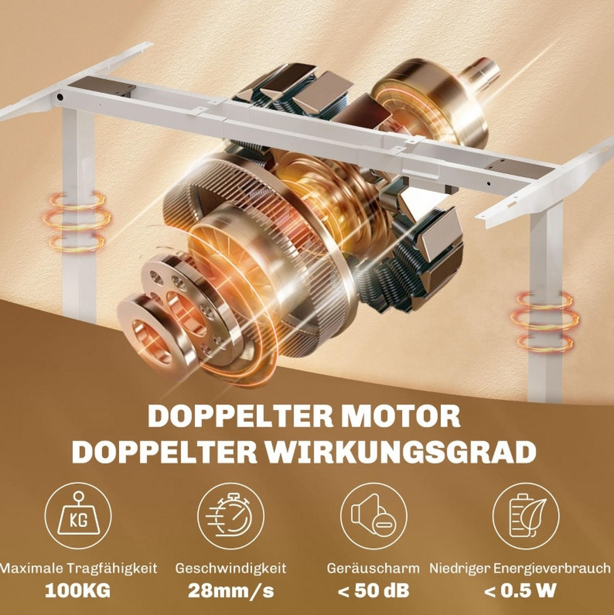 SCHREIBTISCHGESTELL elektrisch höhenverstellbar 70-118 cm Stahl White - Weiß, Metall (83/45/118cm) - Meubliv