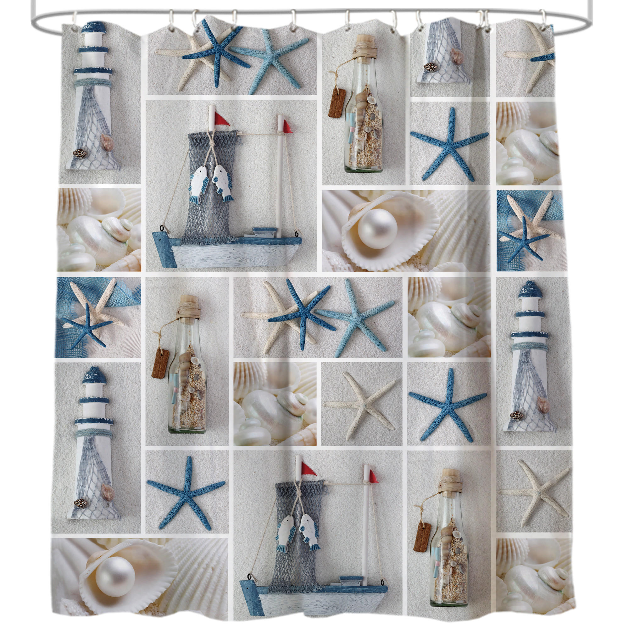 DUSCHVORHANG Meeresbrise 180 x 200 cm - Blau, Textil (180/200cm) - Sanilo