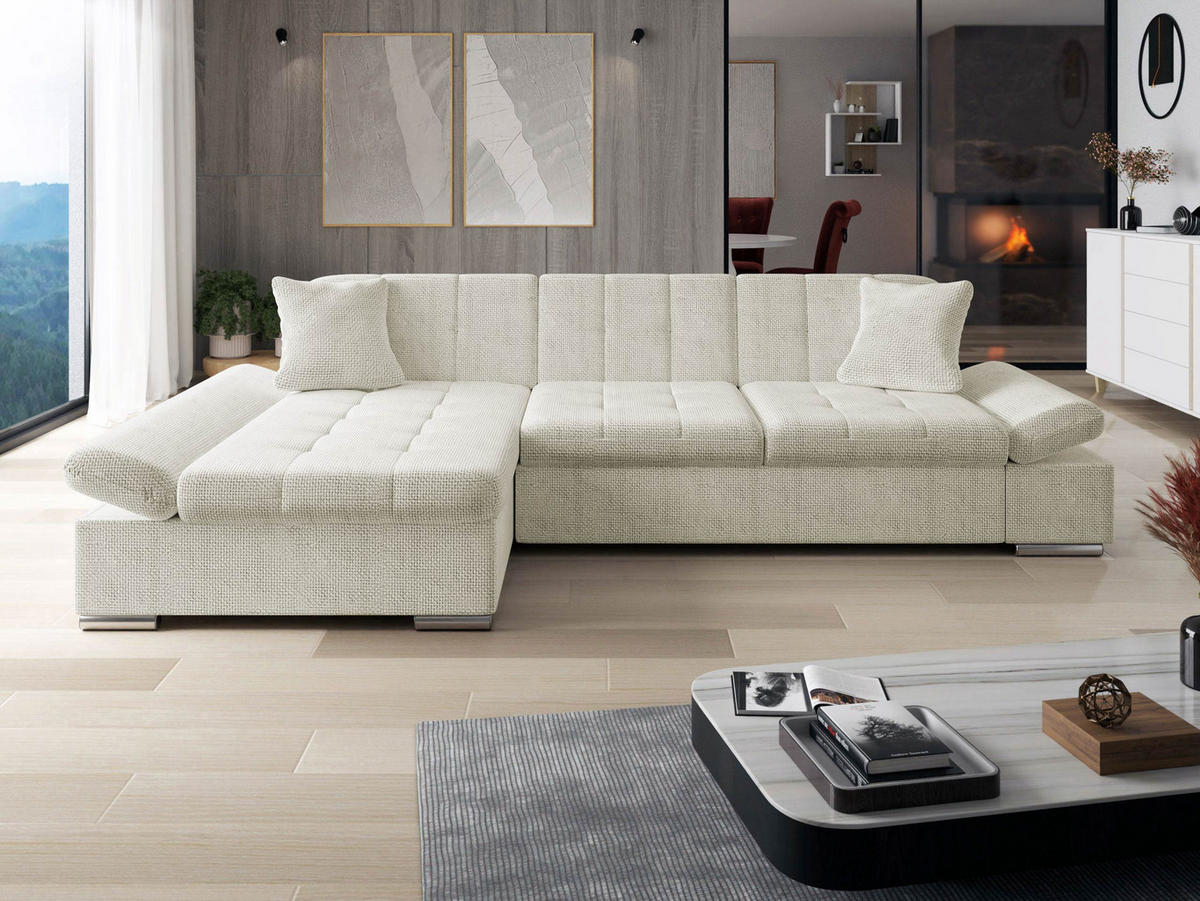ECKSOFA Malwi, Seite: Links - Naturfarben, Holz/Textil (278/161cm) - MIRJAN24