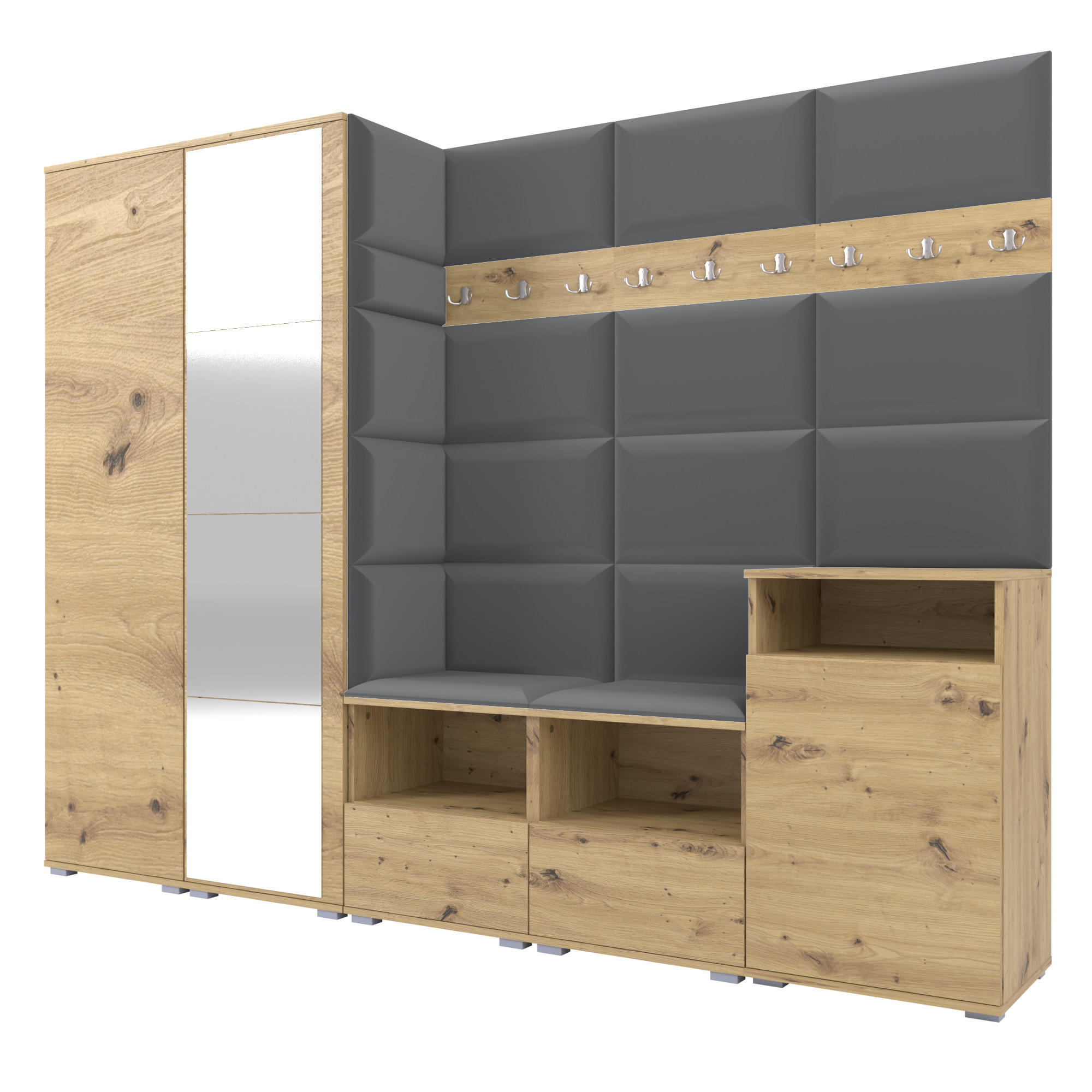 Ravio Garderobe Eiche Artisan, Dunkelgrau 250x187x40 cm