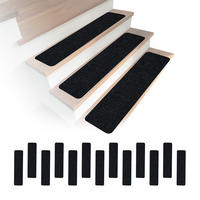 STUFENMATTE Schwarz 16er-Set selbsthaftend - Schwarz, Kunststoff/Textil (20/75/0.75cm) - Relaxdays