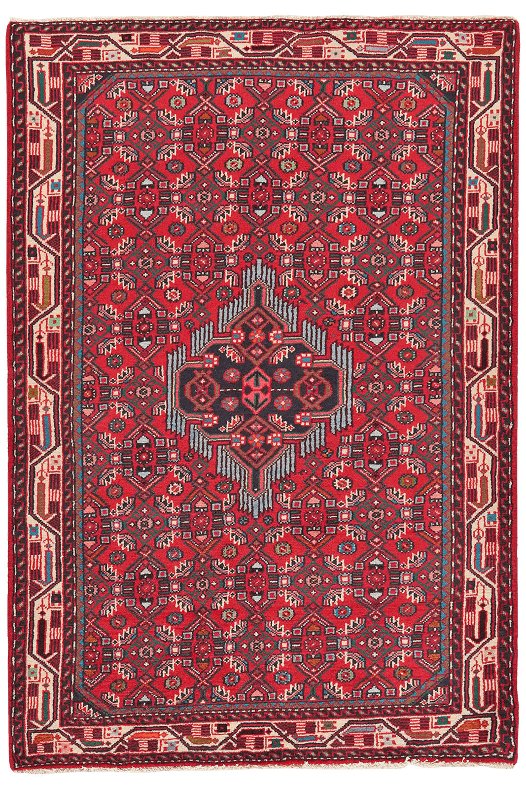 ORIENTTEPPICH handgeknüpft Assadabad Rot 151/105 cm Schurwolle - Rot, Textil (105/151cm) - Looma
