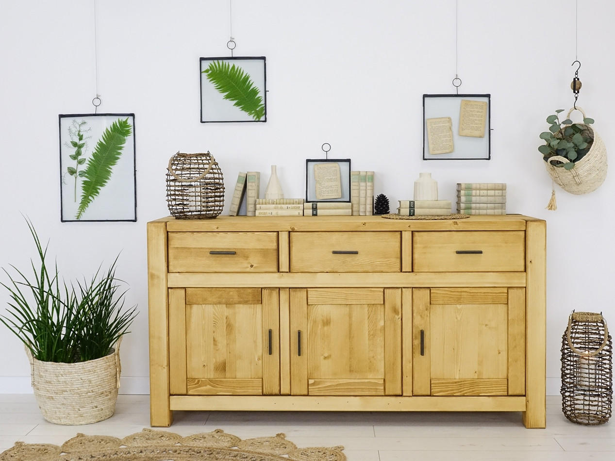 SIDEBOARD aus Massivholz SARA - Honig, Holz (160/85/50cm) - Seart