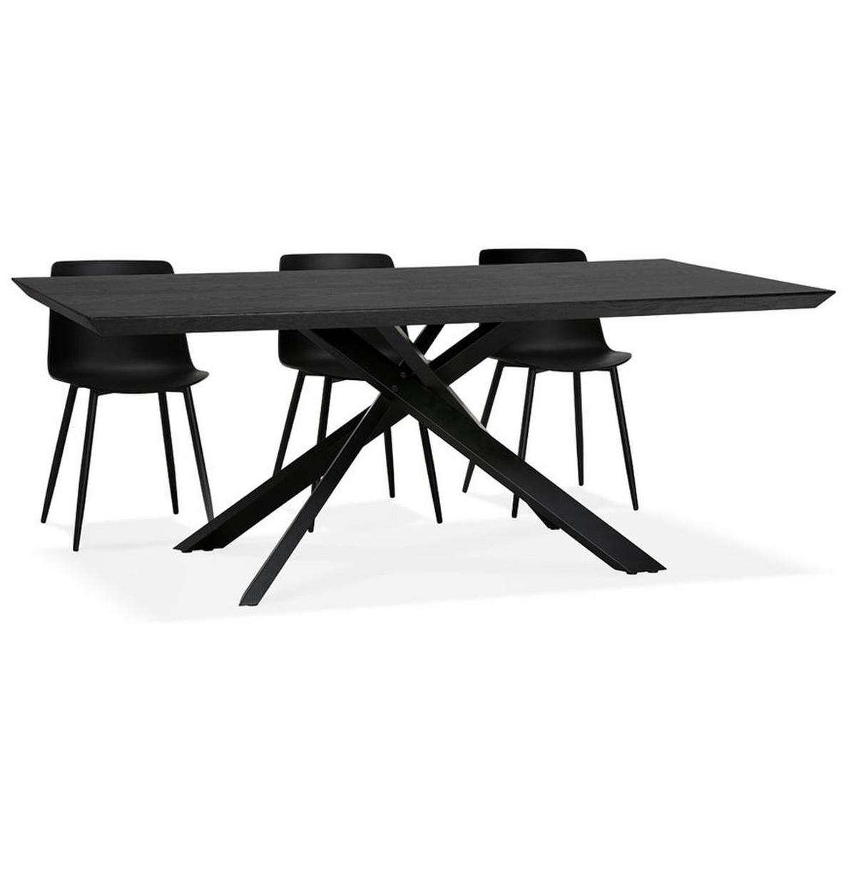 ESSTISCH Massivholz Metall X-Gestell Verschiedene Varianten NERIXO, Schwarz 200x100x75,5 cm - Schwarz, Holz/Metall (100/200/76cm) - KADIMA DESIGN