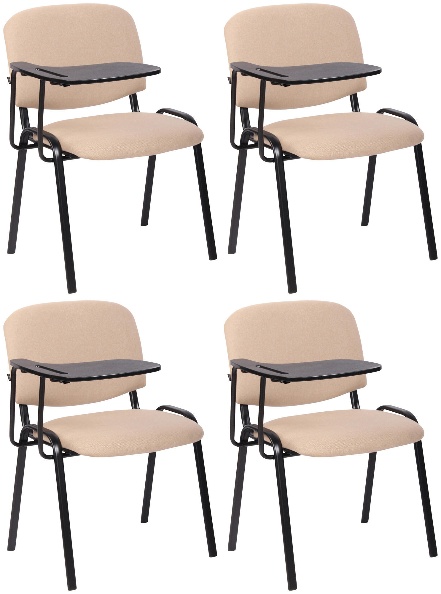 BESUCHERSTUHL 4er Set Stoff creme - Creme/Schwarz, Textil/Metall (53/81/71cm) - CLP