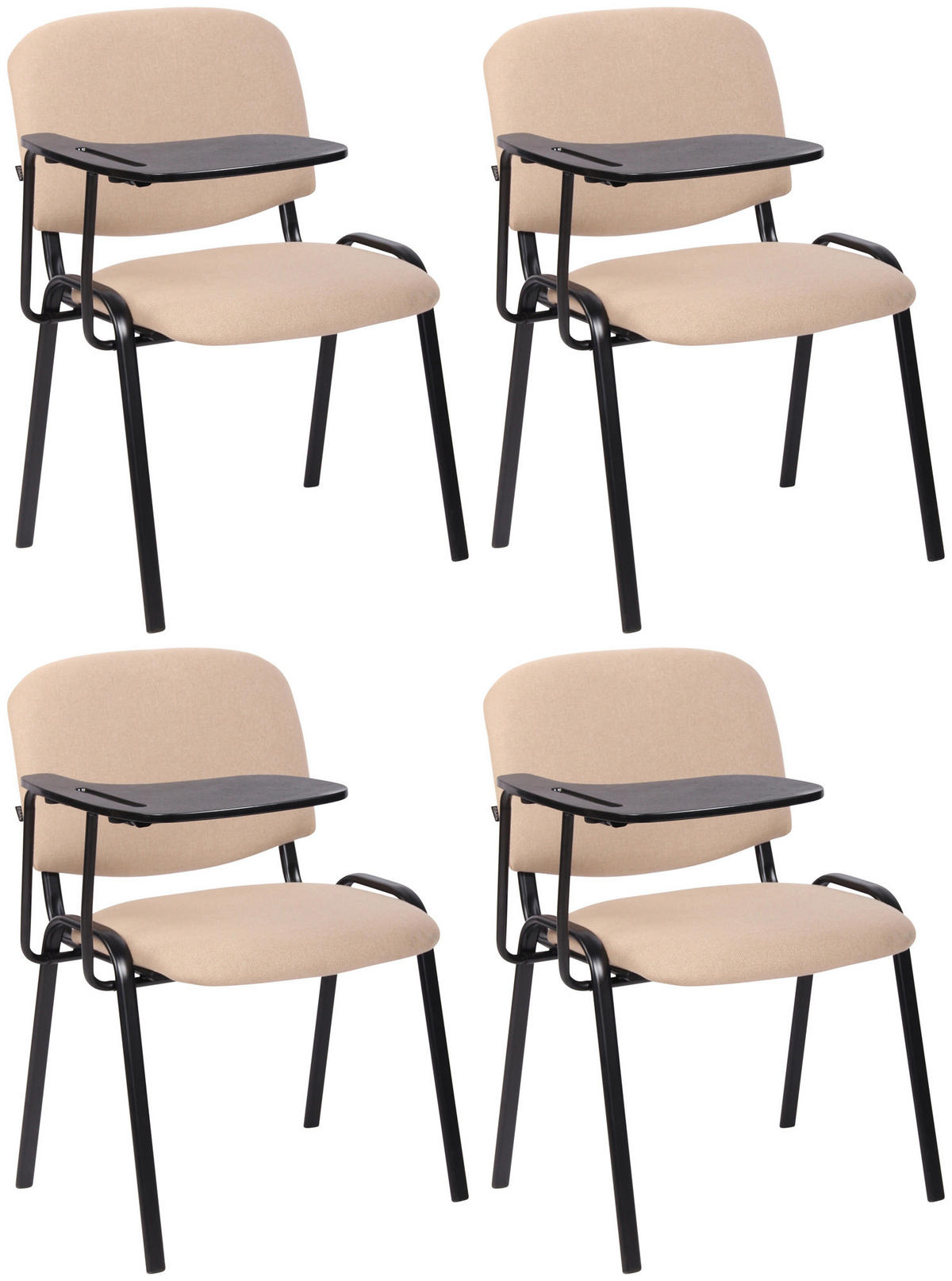 BESUCHERSTUHL 4er Set Stoff creme - Creme/Schwarz, Textil/Metall (53/81/71cm) - CLP