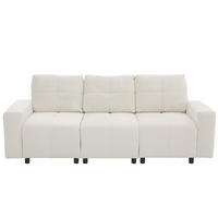 3-SITZER-SOFA aus Chenille 213x94x84 cm Beige-Weiß mit Schlaffunktion, verstellbarer Sitztiefe und hoher Belastbarkeit - Beige, Kunststoff (213/84/94cm) - Modfu