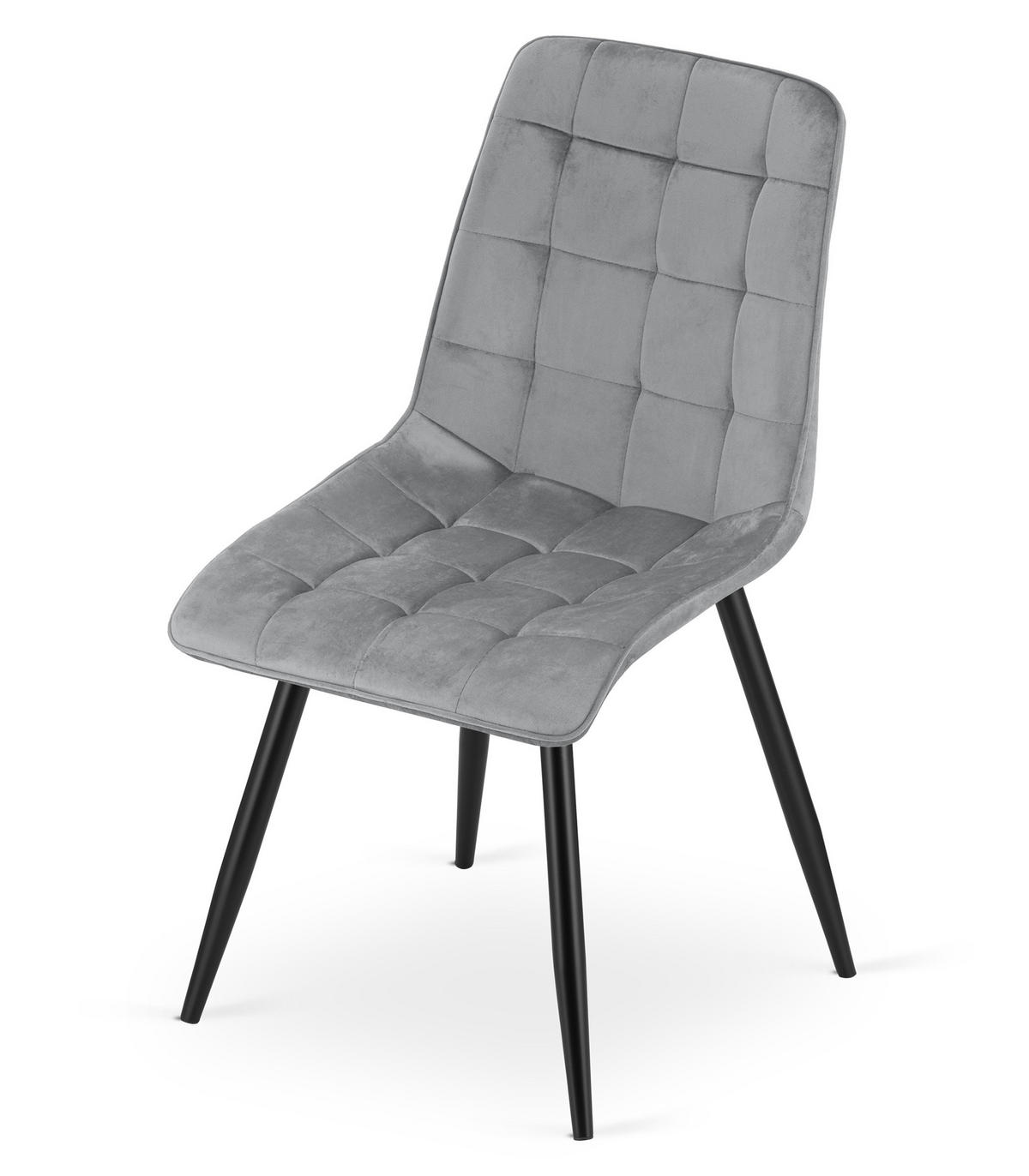 STUHL Hellgrau 49x60 cm SPLIT Samtbezug - Schwarz, Metall (49/59/60cm)