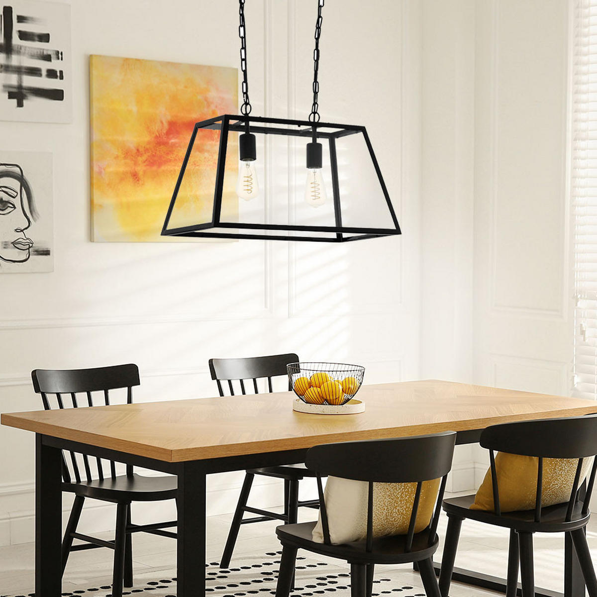 HÄNGELEUCHTE AMESBURY Stahl Schwarz - Schwarz, Glas (57/30/110cm)