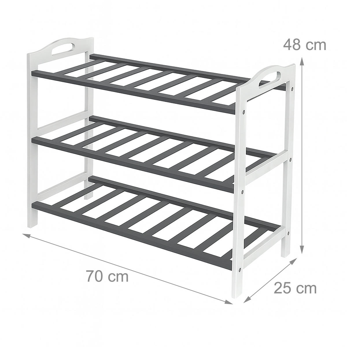 SCHUHREGAL - Grau, Holz (70/48/25cm) - Relaxdays