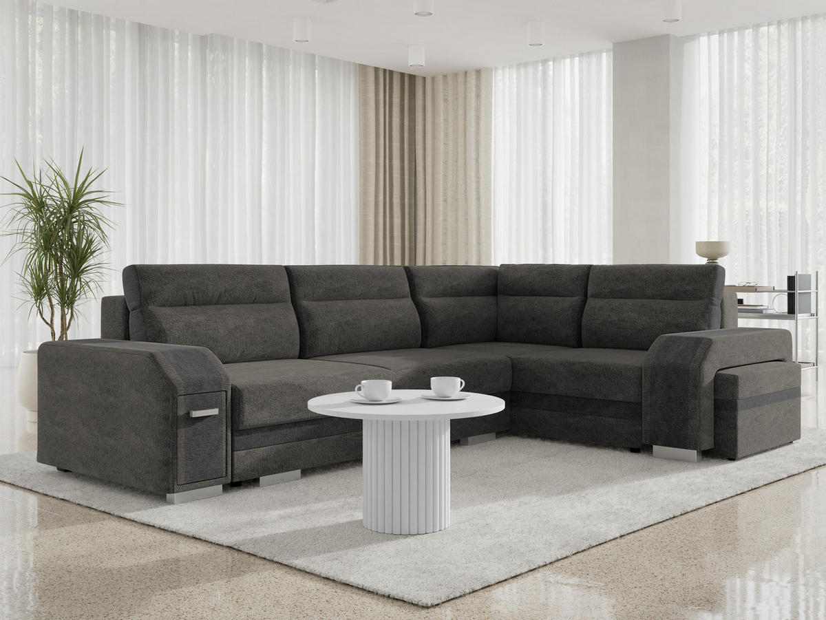 ECKSOFA Assan, Seite: Rechts - Chromfarben/Greige, Holz/Kunststoff (305/205cm) - MIRJAN24