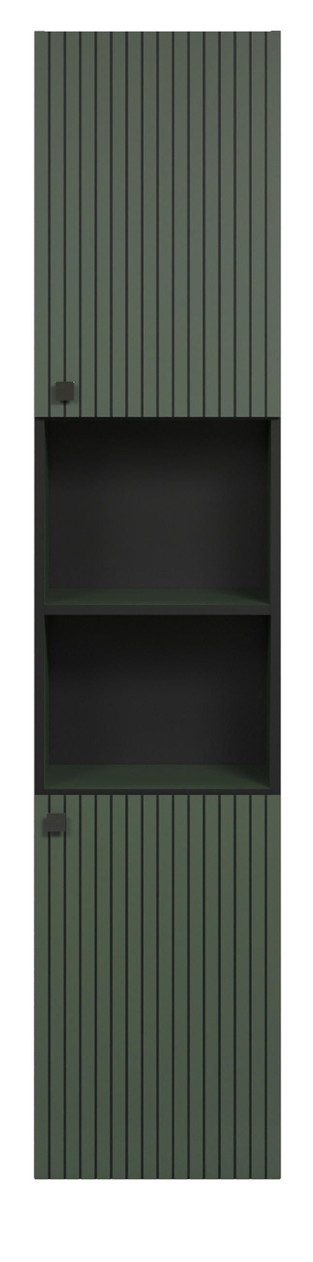 HOCHSCHRANK grün 70 x 186 cm, Badschrank mit viel Stauraum - Schwarz/Grün, Holzwerkstoff/Metall (31/186/40cm) - Top.Furn