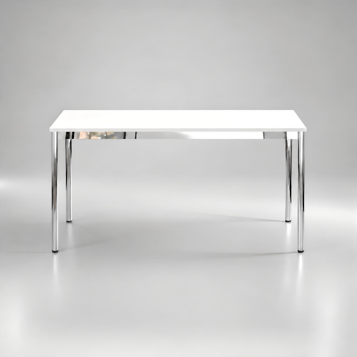 SCHREIBTISCH VST1 140 x 90 cm Weiß – höhenverstellbar - Chromfarben/Weiß, Holzwerkstoff (140/90/75.5cm) - Versee