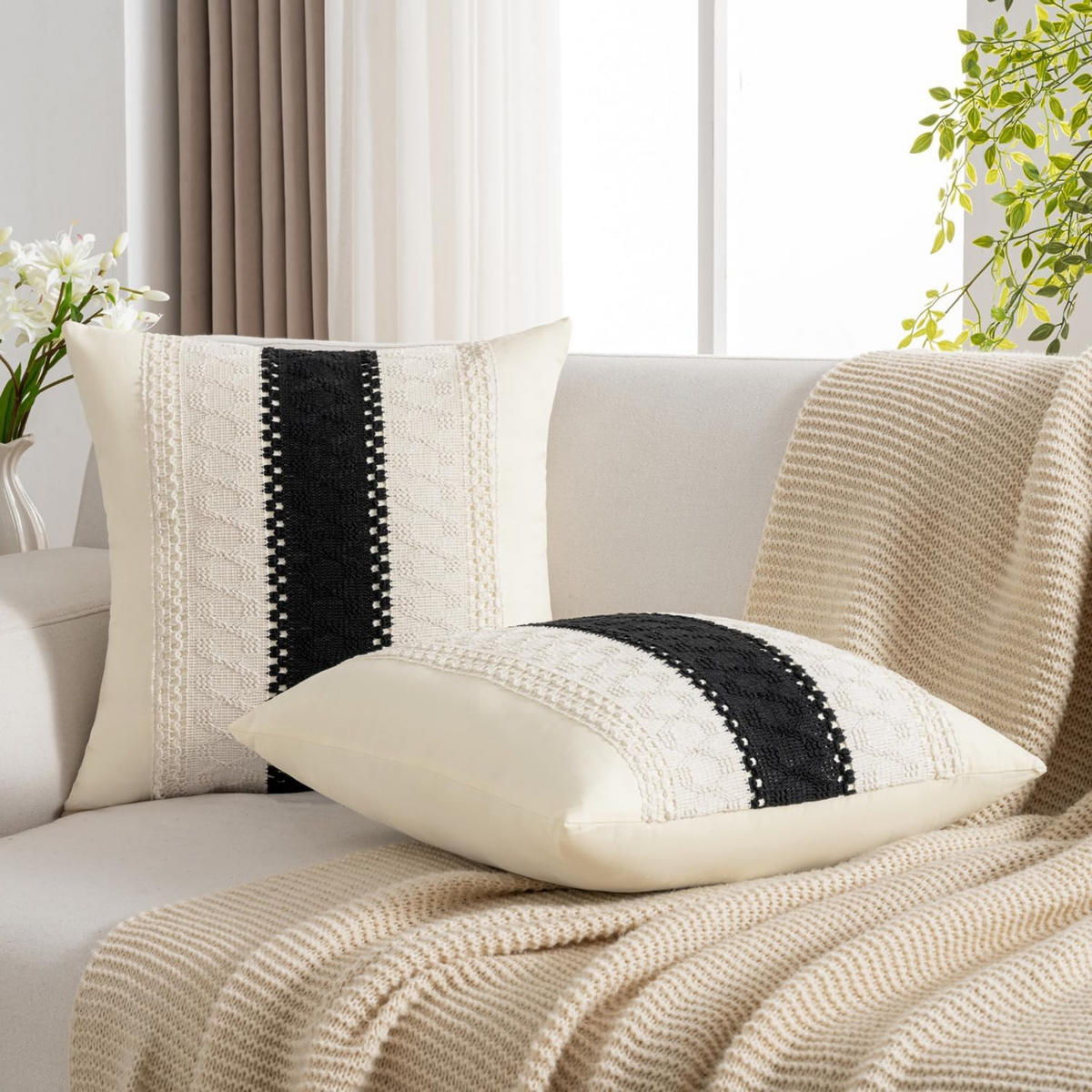 KISSENBEZUG – ohne Füllung – weiß – 45 x 45 cm – 2 Stück - Weiß, Textil (45/45cm)