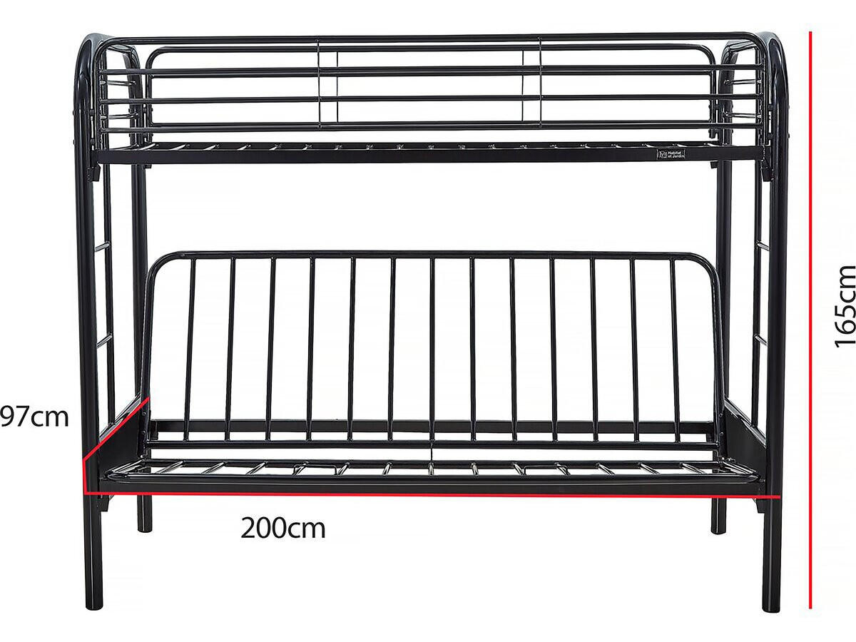 ETAGENBETT polo Schwarz - Schwarz, Metall (190/90cm) - Habitat Garten