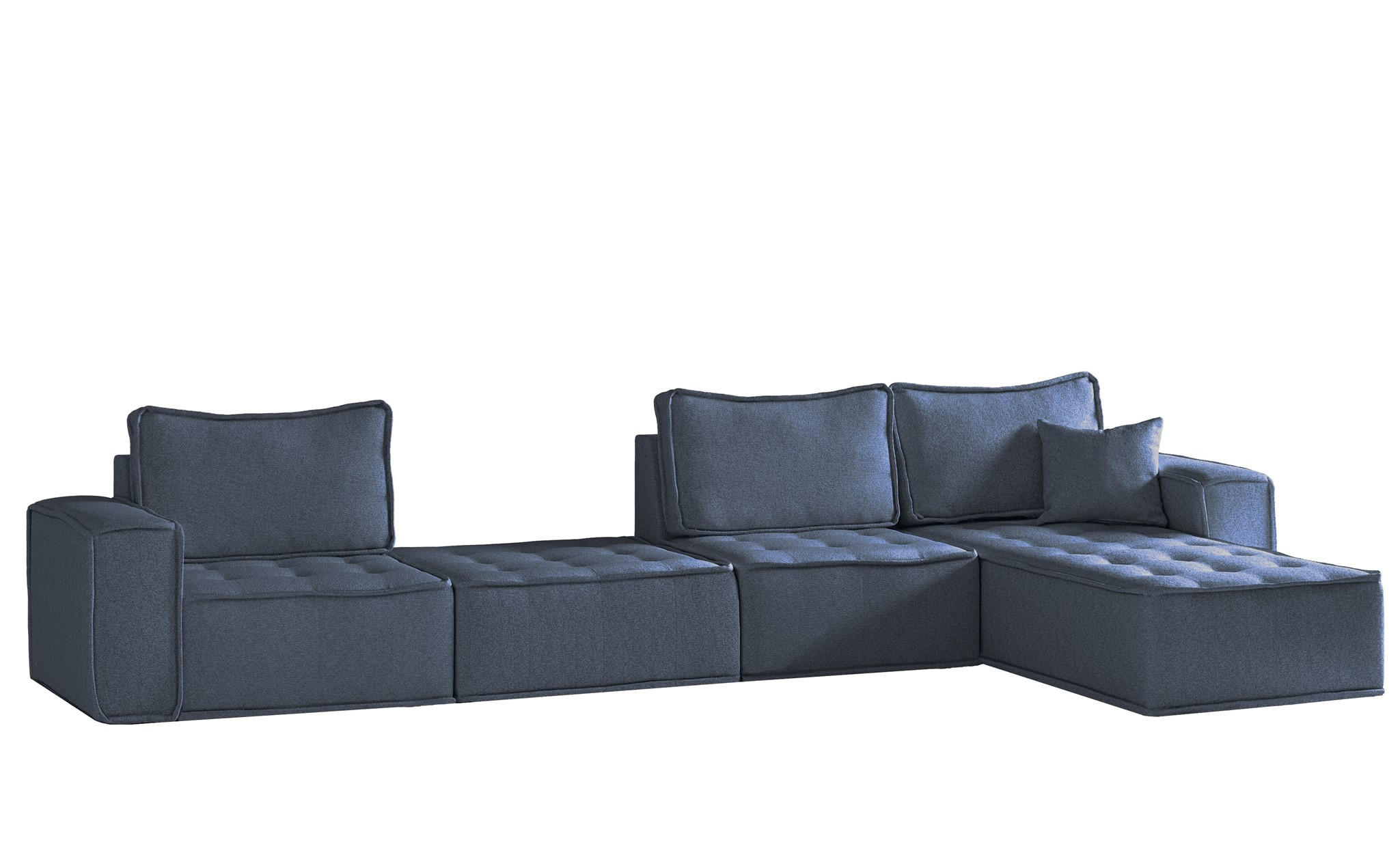 ECKSOFA Sande Xl In Raven - Blau, Holzwerkstoff/Textil (372/192cm) - Fun Möbel