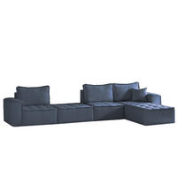 ECKSOFA Sande Xl In Raven - Blau, Holzwerkstoff/Textil (372/192cm) - Fun Möbel