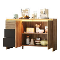 SIDEBOARD Holz Schwarz LED 3 Schubladen 120x40x76cm - Multicolor, Holzwerkstoff (40/76/120cm) - FLIEKS