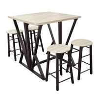 HOCHKLAPPBARER hoher Tisch + 4 Hocker - DOCK - 80/80/89 cm - Eschefarben, Holzwerkstoff (80/89/18cm) - Calicosy