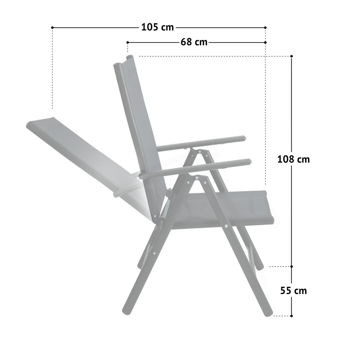 GARTENSTUHL Aluminium (2er Set) - Schwarz, Metall (55/108/68cm) - SVITA
