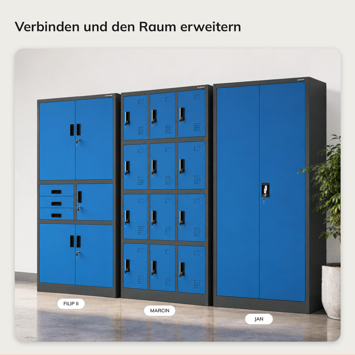 SCHLIESSFACHSCHRANK Marcin 90 x 185 x 40 cm - Blau/Anthrazit, Metall (90/185/40cm) - Jan Nowak