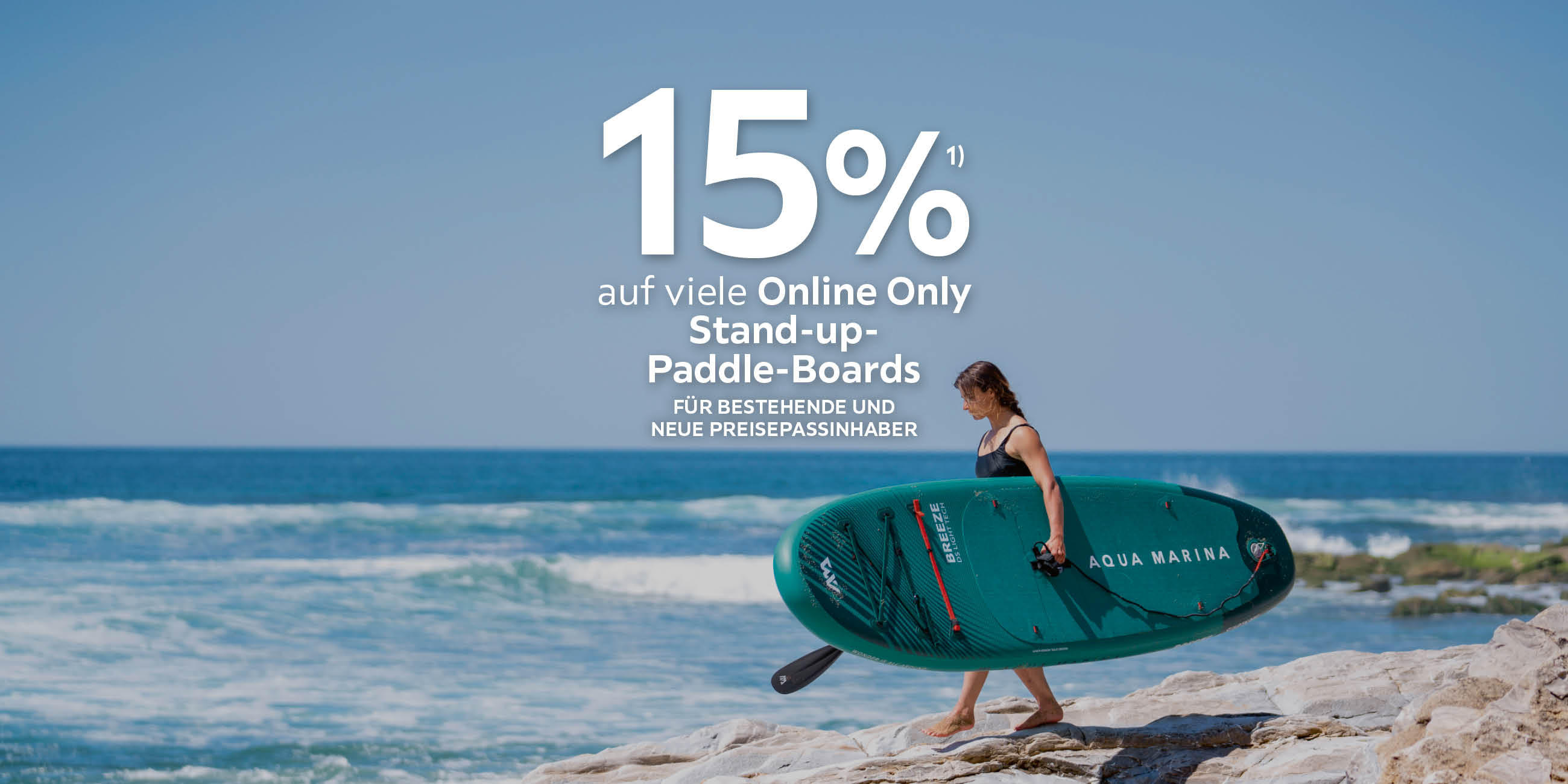 15% auf viele Online Only Stand-up-Paddle-Boards. Für bestehende und neue Preisepassinhaber.
