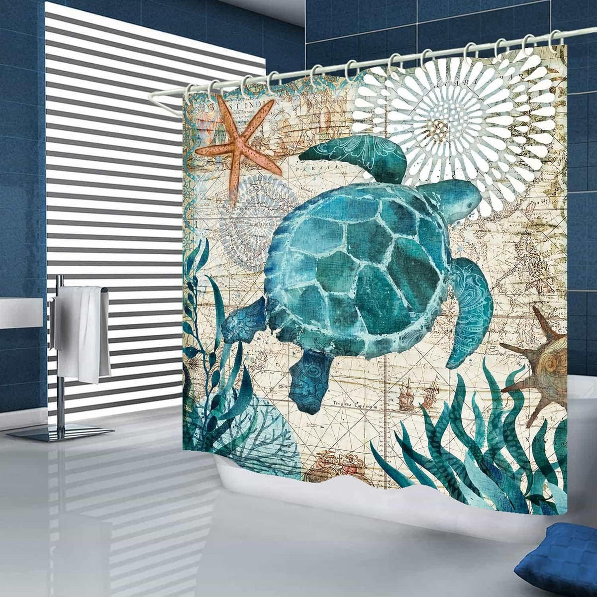 DUSCHVORHANG Stoff schimmelresistent schnelltrocknend fürs Badezimmer Dusche Badewanne Polyester maschinenwaschbar - Multicolor, Textil (180/180cm) - MCBOSON