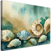 LEINWANDBILD Seemuscheln türkis Acryl - Grün, Textil (100/70cm) - Feeby