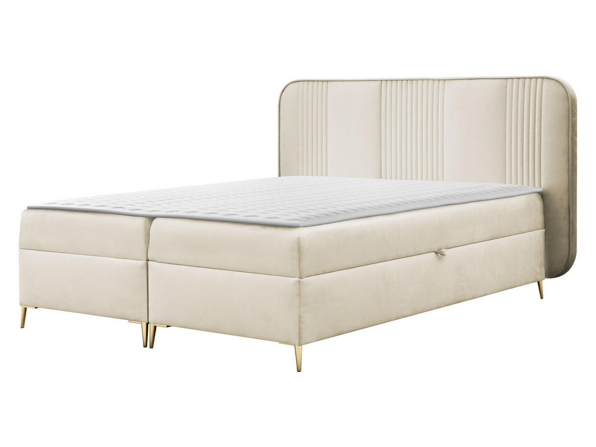 BOXBETT Fandy - Goldfarben/Creme, Holz/Textil (140/200cm) - MIRJAN24