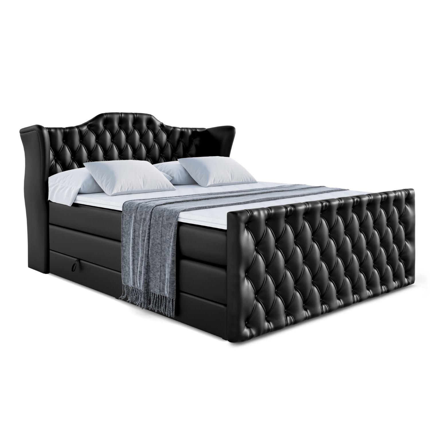 ALTDECOR POSTEL boxspring VILA-Z KING – 120 × 200 – H3/H4 – vysoce lesklá černá