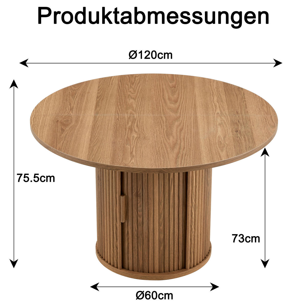 ESSTISCH rund 120/120/75 cm walnuss aus Holzwerkstoff mit Doppellager - Walnussfarben, Holzwerkstoff (120/120/75.5cm) - OKWISH