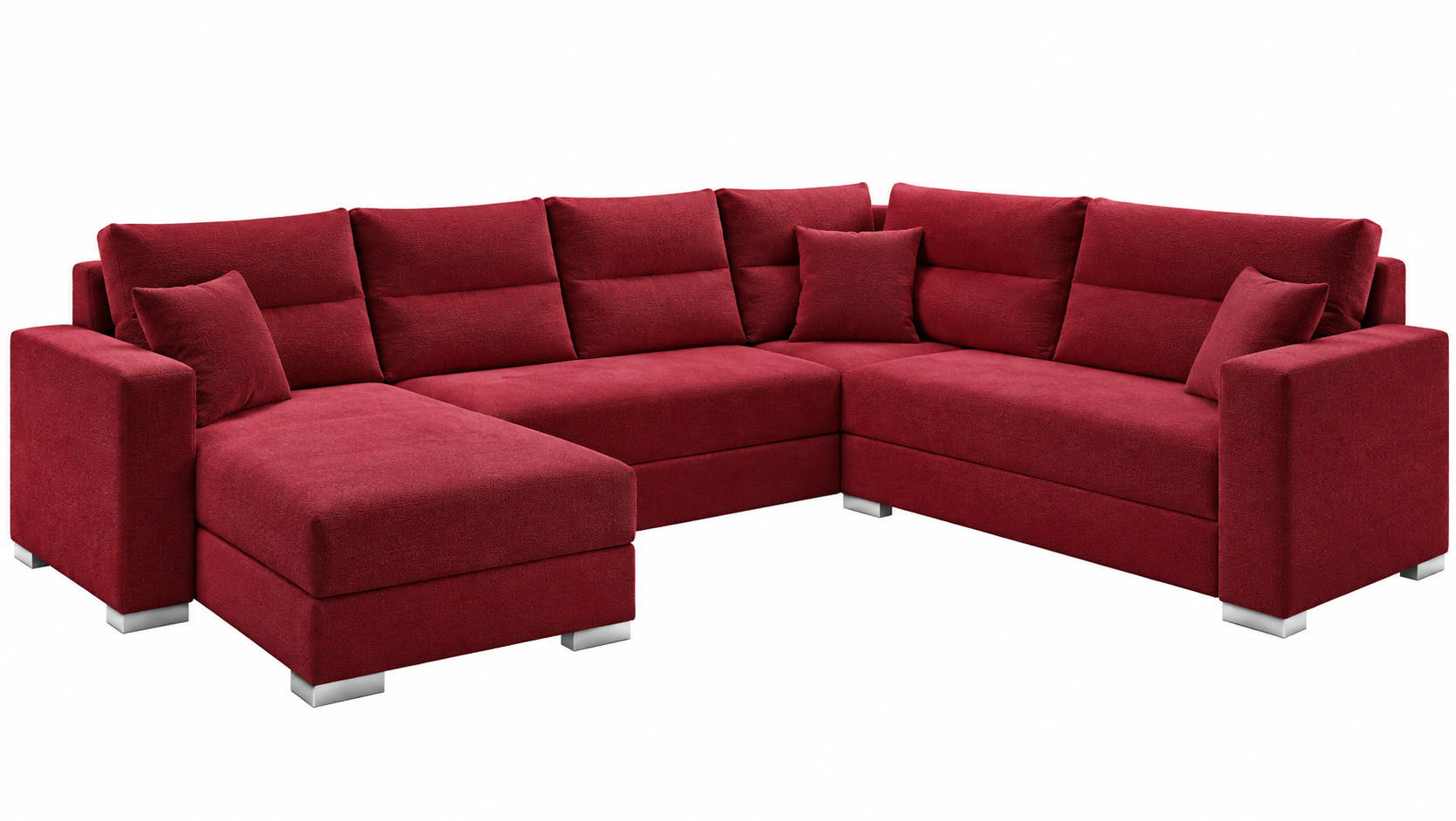 WOHNLANDSCHAFT CAPTAIN U-Form 314 cm mit hochwertigem Federkern, Schlaffunktion, Bettkasten und Ottomane links/rechts - Bordeaux/Schwarz, Kunststoff (314/90/217cm) - Wohnideebilder