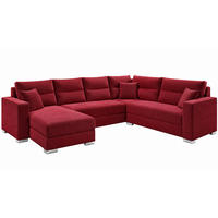 WOHNLANDSCHAFT CAPTAIN U-Form 314 cm mit hochwertigem Federkern, Schlaffunktion, Bettkasten und Ottomane links/rechts - Bordeaux/Schwarz, Kunststoff (314/90/217cm) - Wohnideebilder