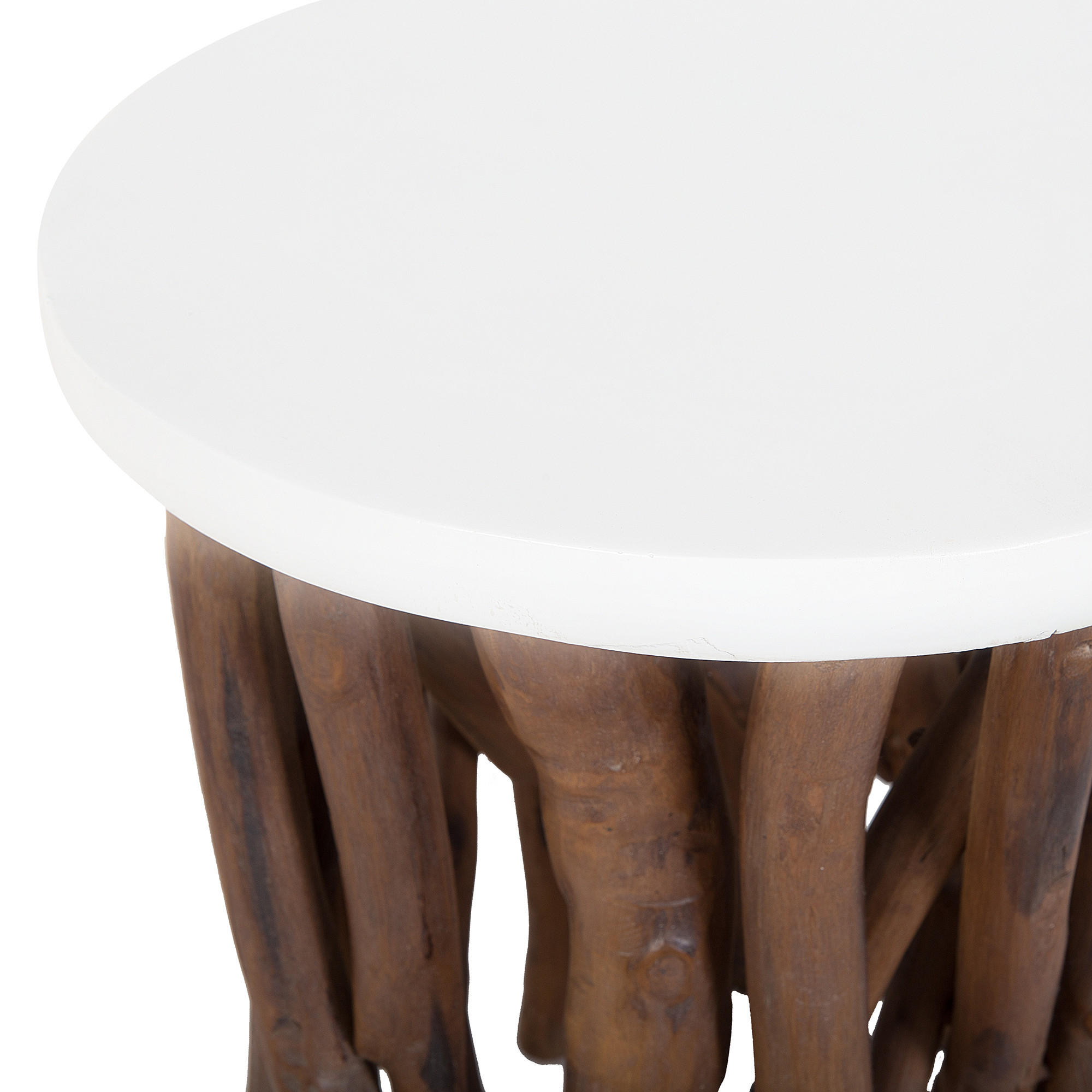 BEISTELLTISCH weiß 36 cm Houma - Dunkelbraun/Weiß, Holzwerkstoff (36/36/41cm) - Beliani