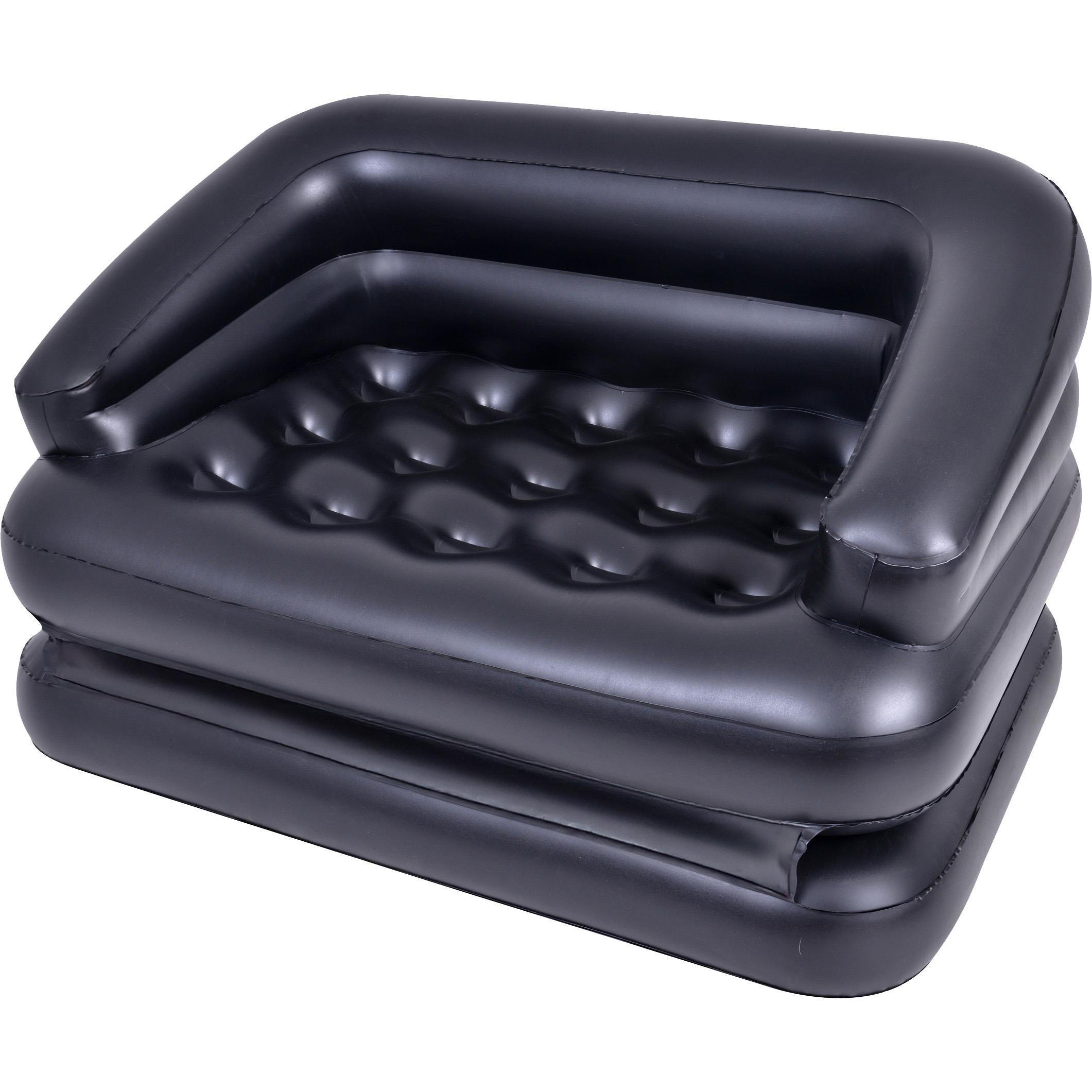 LUFTSOFA aufblasbares Sofa 198 x 138 x 62 cm schwarz wandelbar zum Doppelbett - Schwarz, Kunststoff (138/62/198cm) - Avenli