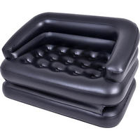 LUFTSOFA aufblasbares Sofa 198 x 138 x 62 cm schwarz wandelbar zum Doppelbett - Schwarz, Kunststoff (138/62/198cm) - Avenli