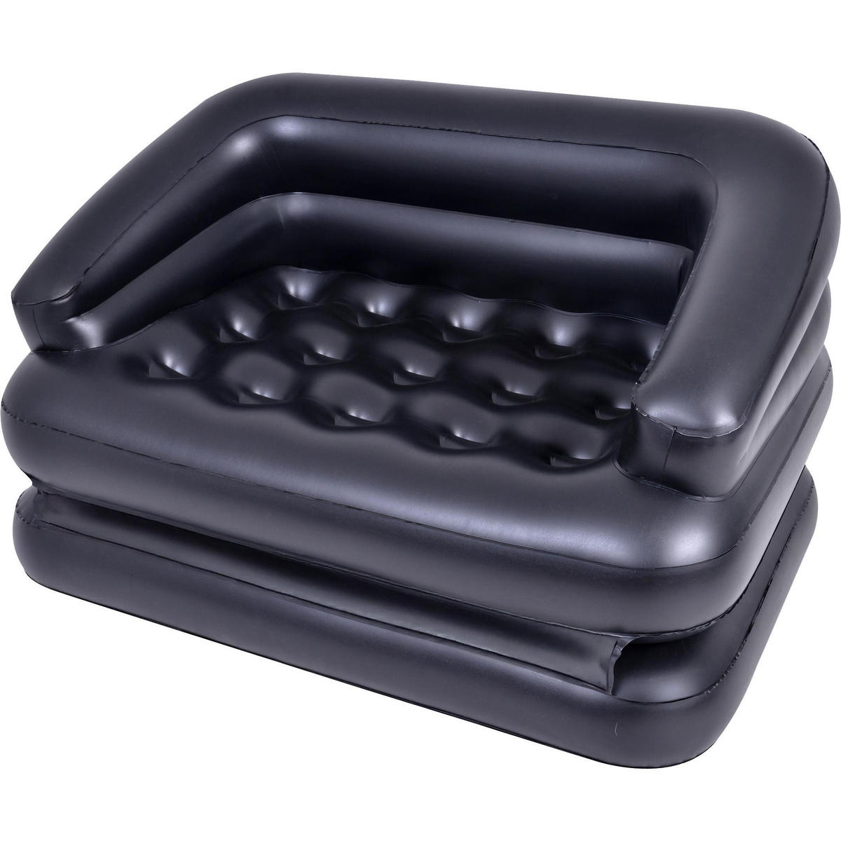 LUFTSOFA aufblasbares Sofa 198 x 138 x 62 cm schwarz wandelbar zum Doppelbett - Schwarz, Kunststoff (138/62/198cm) - Avenli