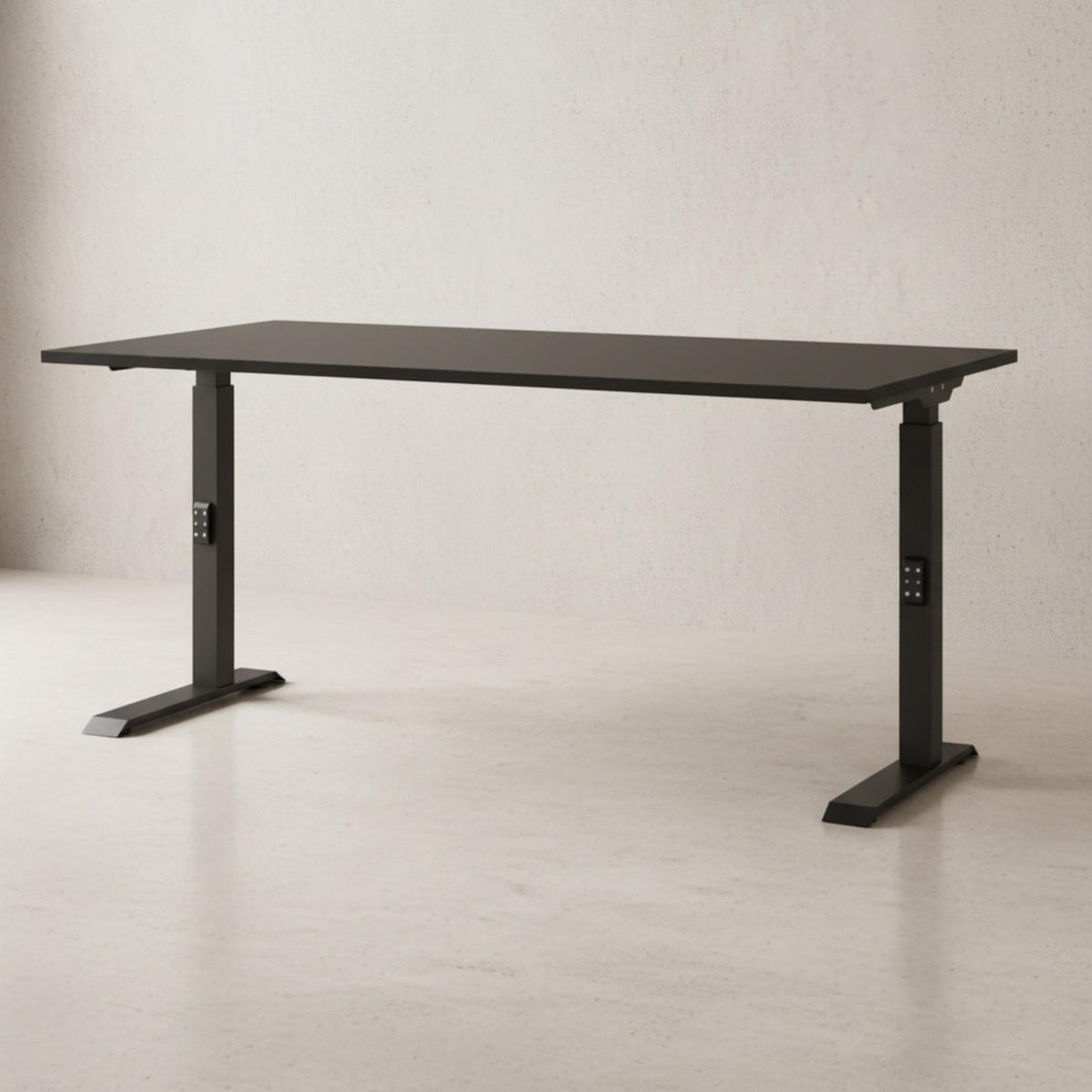 SCHREIBTISCH höheneinstellbar "Stuttgart" 68-91cm Graphit 160x80cm, C-Fuß - Schwarz, Holzwerkstoff/Metall (80/160/91cm) - KADIMA DESIGN