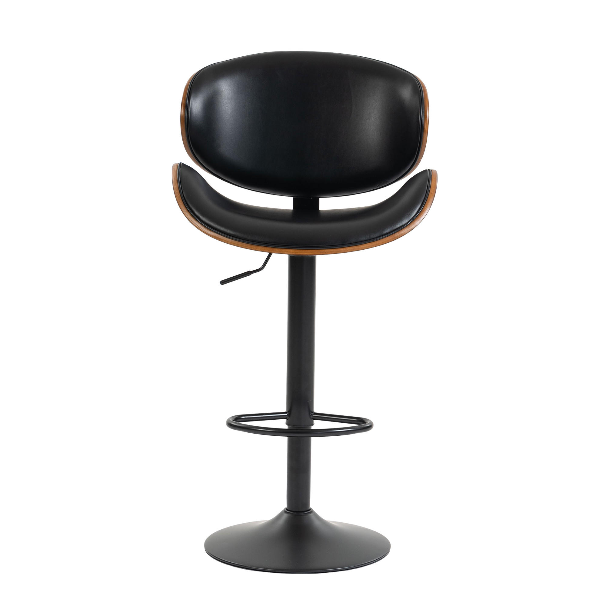 BARHOCKER 2er-Set Schwarz Drehbar Höhenverstellbar mit Armlehnen - Schwarz, Leder (51/93/50cm) - PANGIVO