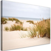 LEINWANDBILD Strand Meer Pflanzen Dünen Natur 90x60cm - Beige, Textil (90/60cm) - Feeby