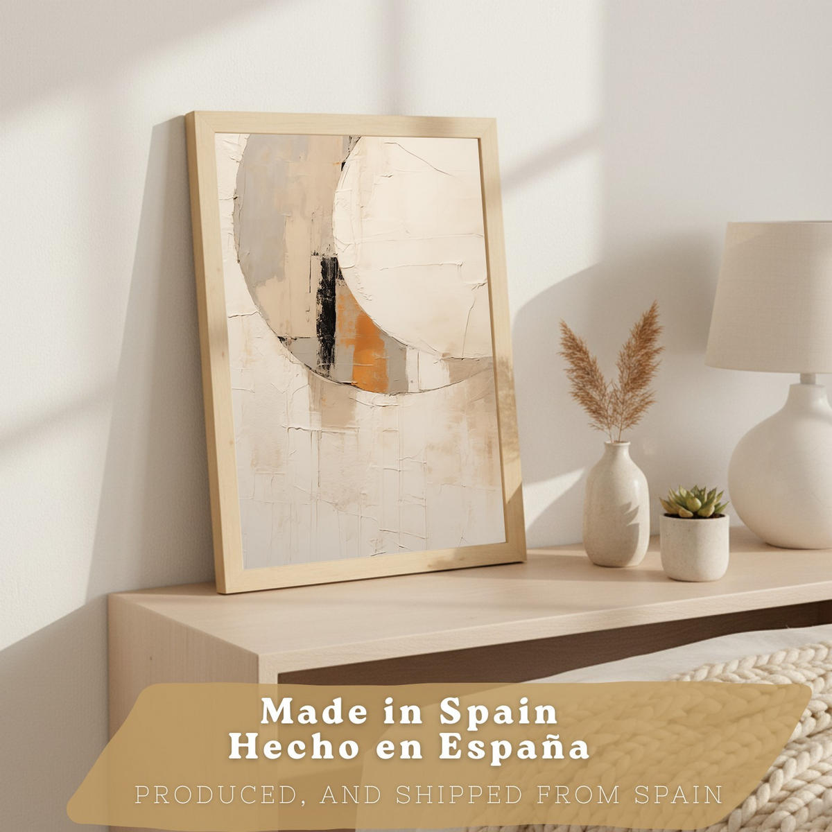 PLAKAT Sada 3 Abstrakt Béžová A3 Lehký dřevěný rám - béžová, papír (29.7/1/42cm) - Nacnic