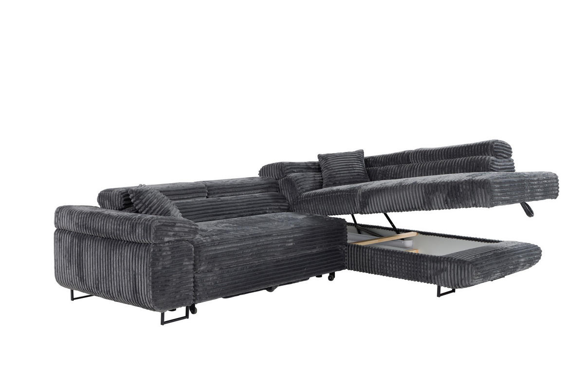 ECKSOFA SERENA L Rechts mit Stauraum, Grau - Grau, Textil (205/275cm) - KS Home Concept